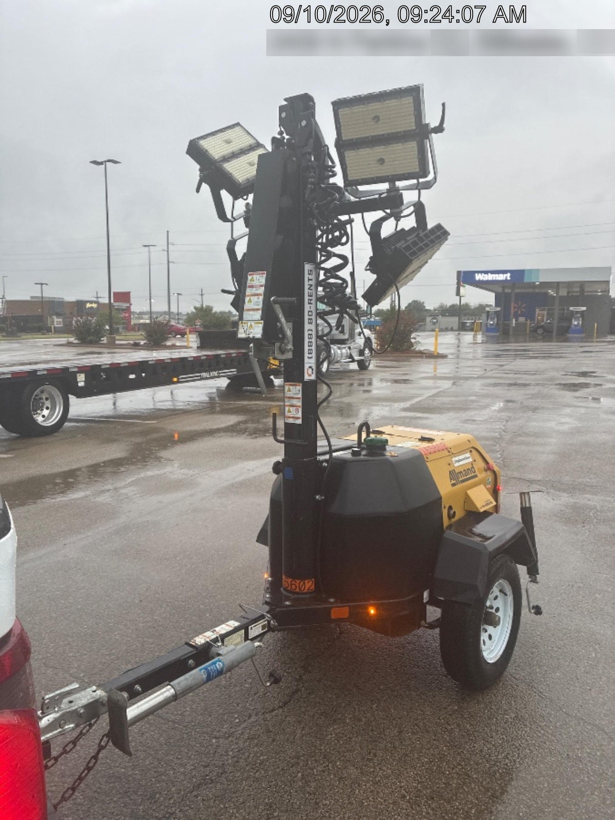 2021 Allmand NLV3GR (4) LED Light Fixture 350W, 23' Vertical Mast, 3kW Prime, Towable, Deep Sea L401, Leveling Jacks, Yanmar T4F 5.8hp