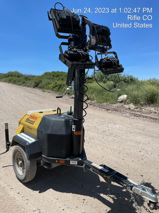 2022 Allmand NLV3GR (4) LED Light Fixture 350W, 23' Vertical Mast, 3kW Prime, Towable, ES Decals, T3