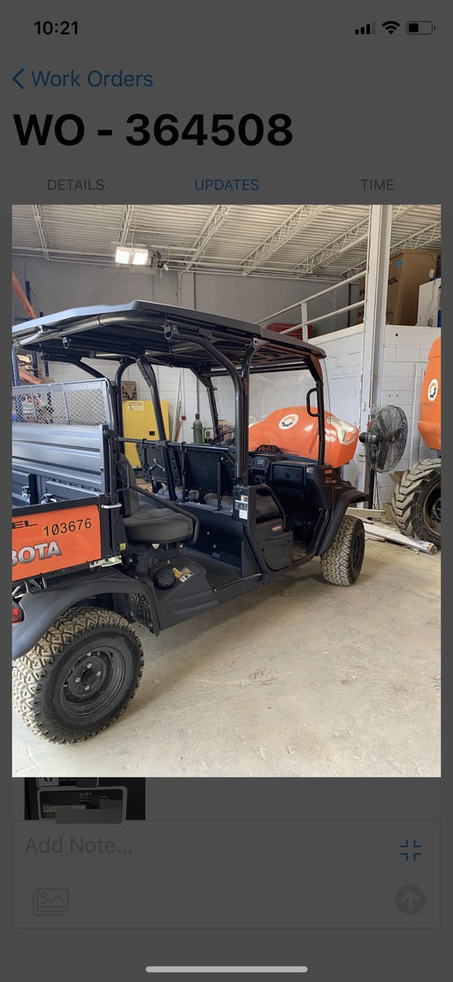 2020 Kubota RTV-X1140W-H 4WD utility cart -LED strobe -Windshield tempered glass -Plastic canopy -Wire harness kit -Backup alarm