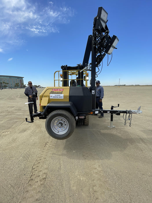 2022 Allmand NLV3GR (4) LED Light Fixture 350W, 23' Vertical Mast, 3kW Prime, Towable, ES Decals, T3