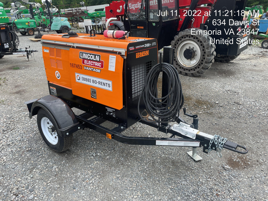 2021 Lincoln Electric Vantage 322 Vantage 322 Ready Pak 3 w/ Decals, ORANGE (includes trailer, cable rack, fender light kit) NO Telematics