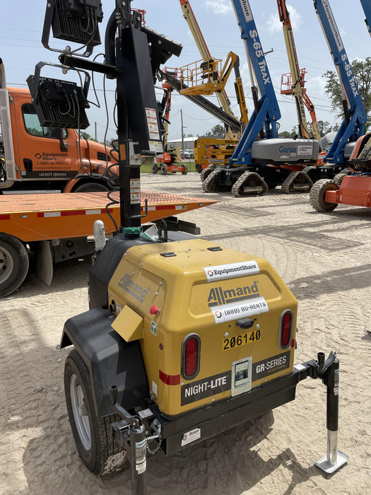 2022 Allmand NLV3GR (4) LED Light Fixture 350W, 23' Vertical Mast, 3kW Prime, Towable, Deep Sea L401, Leveling Jacks, Yanmar T4F 5.8hp