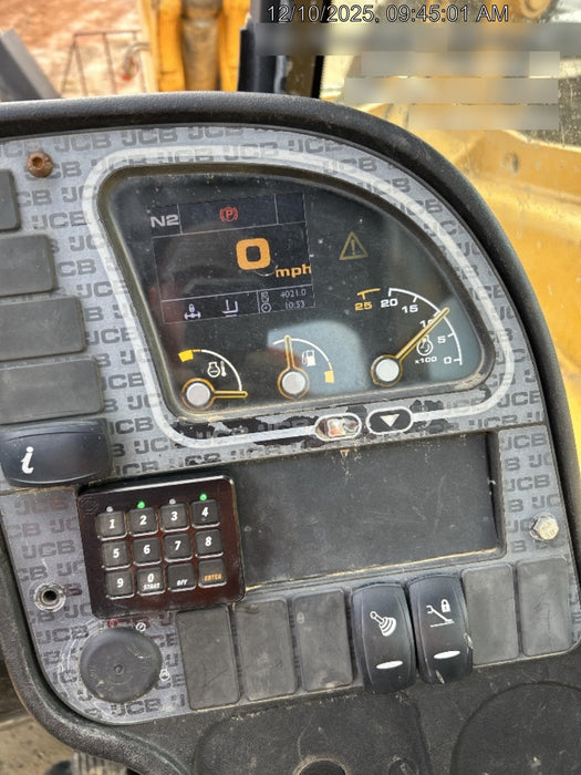 2019 JCB 510-56 Open ROPS, 74 HP, Solid Tires, Worklights, Beacon, Aux Hydraulics, Lifting Eye w/72" Carriage/60" Forks