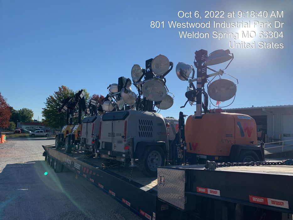 2022 Allmand NLV3GR (4) LED Light Fixture 350W, 23' Vertical Mast, 3kW Prime, Towable, ES Decals, T3