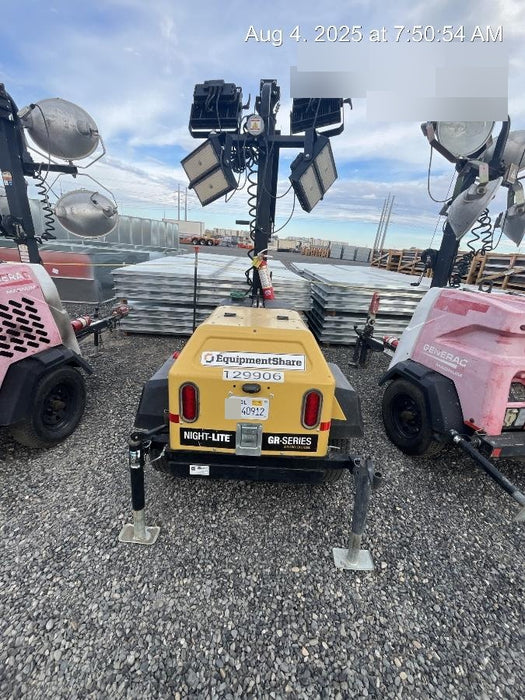 2021 Allmand NLV3GR (4) LED Light Fixture 350W, 23' Vertical Mast, 3kW Prime, Towable, Deep Sea L401, Leveling Jacks, Yanmar T4F 5.8hp