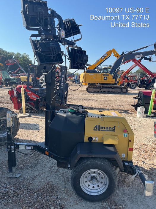 2022 Allmand NLV3GR (4) LED Light Fixture 350W, 23' Vertical Mast, 3kW Prime, Towable, Deep Sea L401, Leveling Jacks, Yanmar T4F 5.8hp