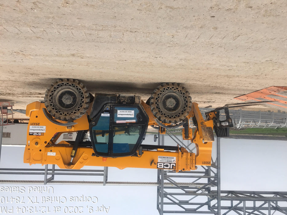 2019 JCB 512-56 109 HP w/CAB/HVAC, Beacon, Aux Hydraulics, Worklights, Solid Tires, 60" Carriage/Forks