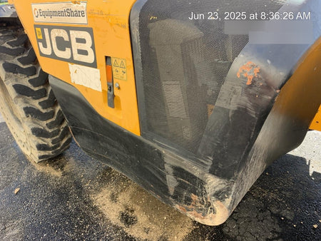 2019 JCB 510-56 74 HP w/Open ROPS, Beacon, Aux Hydraulics, Worklights, Solid Tires w/60" Carriage/Forks