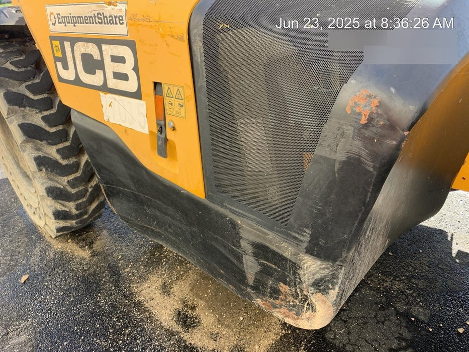 2019 JCB 510-56 74 HP w/Open ROPS, Beacon, Aux Hydraulics, Worklights, Solid Tires w/60" Carriage/Forks