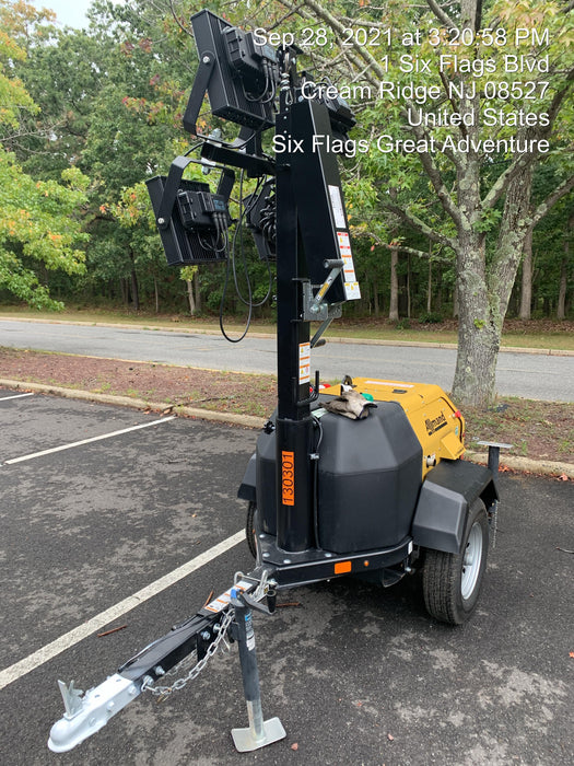 2021 Allmand NLV3GR (4) LED Light Fixture 350W, 23' Vertical Mast, 3kW Prime, Towable, Deep Sea L401, Leveling Jacks, Yanmar T4F 5.8hp