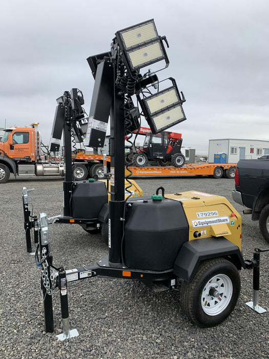 Allmand NLV3GR (4) LED Light Fixture 350W, 23' Vertical Mast, 3kW Prime, Towable, Deep Sea L401, Leveling Jacks, Yanmar T4F 5.8hp