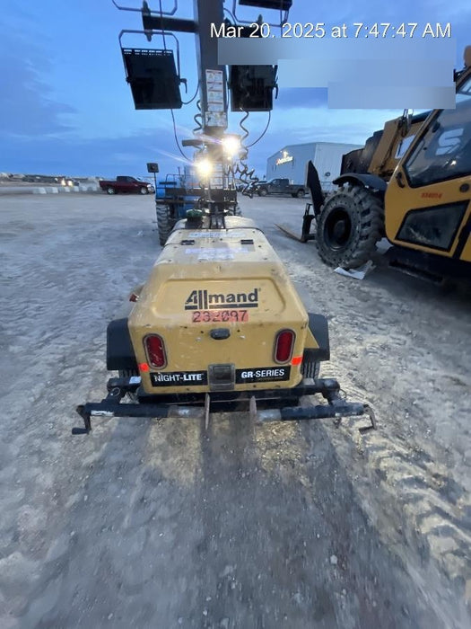 2022 Allmand NLV3GR (4) LED Light Fixture 350W, 23' Vertical Mast, 3kW Prime, Towable, Deep Sea L401, Leveling Jacks, Yanmar T4F 5.8hp