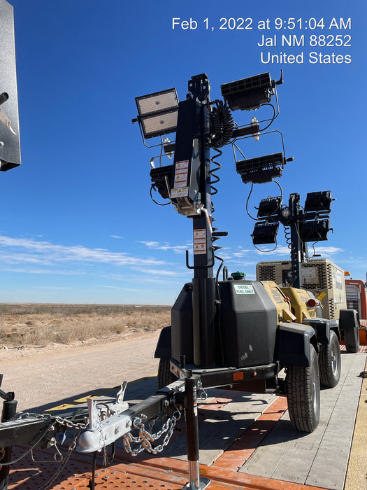 2022 Allmand NLV3GR (4) LED Light Fixture 350W, 23' Vertical Mast, 3kW Prime, Towable, Deep Sea L401, Leveling Jacks, Yanmar T4F 5.8hp