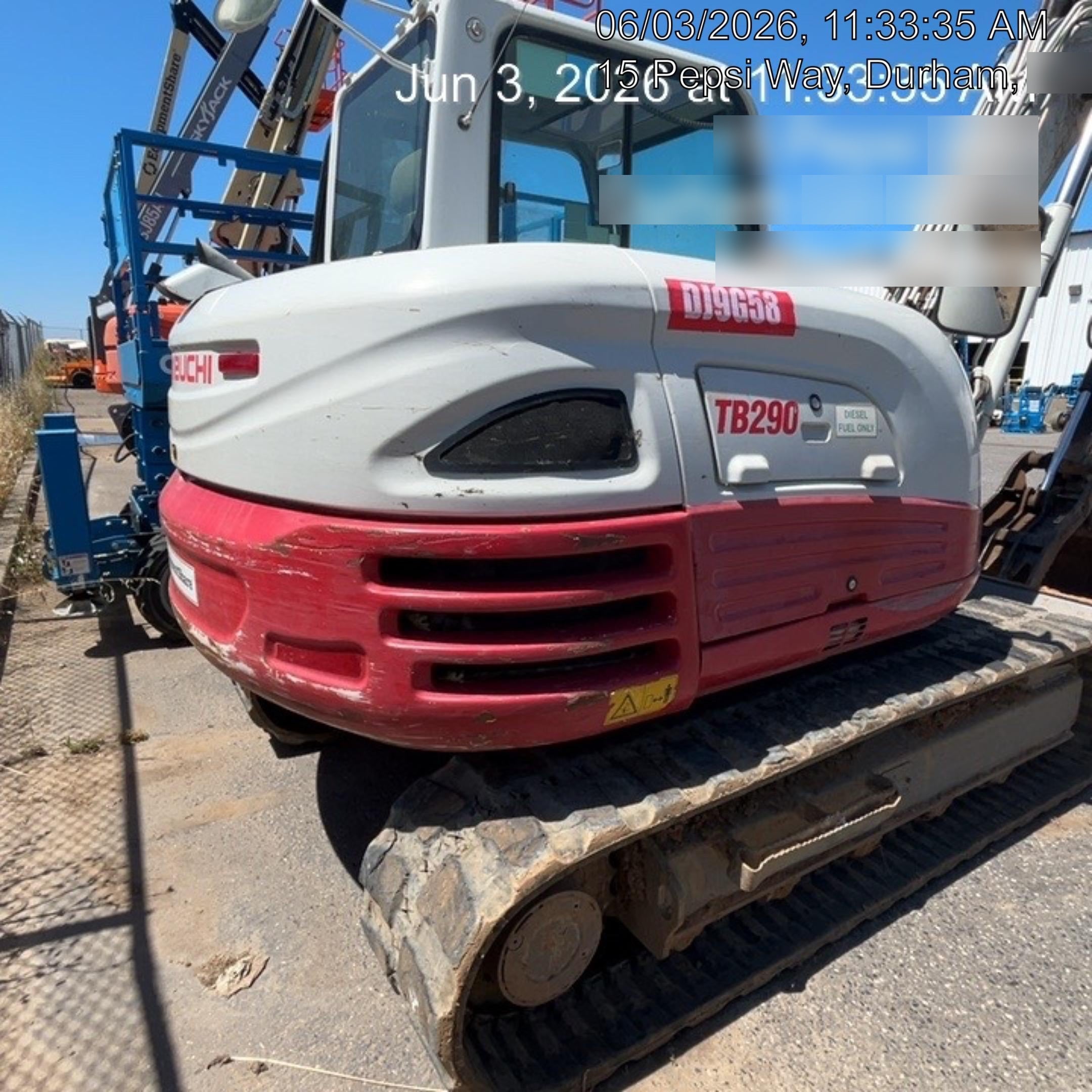 2019 Takeuchi TB290 Cab/Heat/AC Rubber tracks, Dozer blade, Travel alarm, Auxiliary hydraulics Manual QC, Hydraulic thumb, 18", 24", and 36" Buckets