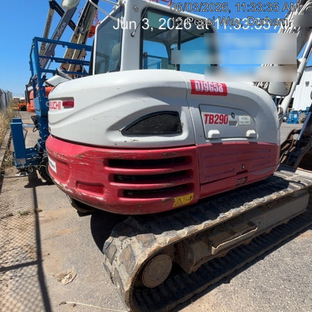 2019 Takeuchi TB290 Cab/Heat/AC Rubber tracks, Dozer blade, Travel alarm, Auxiliary hydraulics Manual QC, Hydraulic thumb, 18", 24", and 36" Buckets