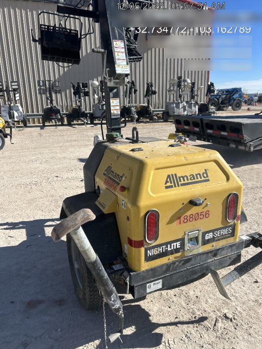 Allmand NLV3GR (4) LED Light Fixture 350W, 23' Vertical Mast, 3kW Prime, Towable, Deep Sea L401, Leveling Jacks, Yanmar T4F 5.8hp