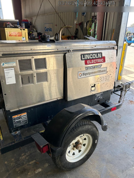 2019 Lincoln Electric Vantage 322 Ready-Pak 3, Two Wheel Trailer, Fender and Light Kit, Cable Rack