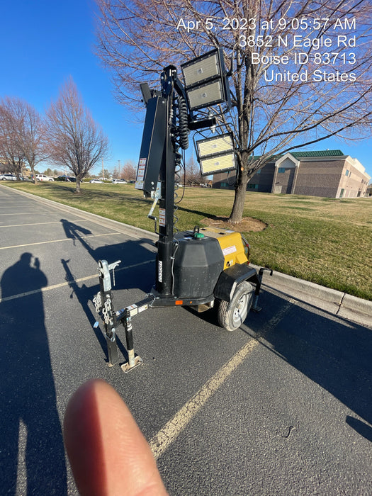 2022 Allmand NLV3GR (4) LED Light Fixture 350W, 23' Vertical Mast, 3kW Prime, Towable, Deep Sea L401, Leveling Jacks, Yanmar T4F 5.8hp