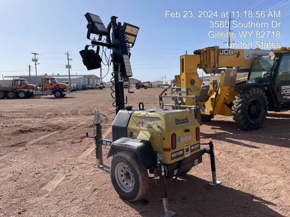 2022 Allmand NLV3GR (4) LED Light Fixture 350W, 23' Vertical Mast, 3kW Prime, Towable, ES Decals, T3