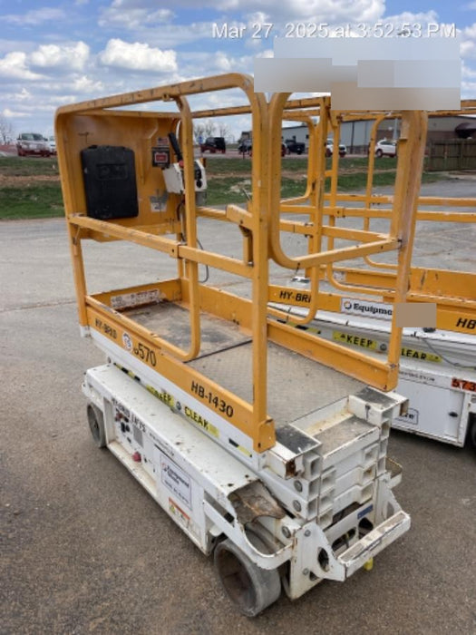 Custom Equipment HB-1430 Hy-Brid Scissor Lift
Platform capacity up to 670 lbs
Working height up to 20 ft
Weighs under 1,700 lbs
Non-marking wheels