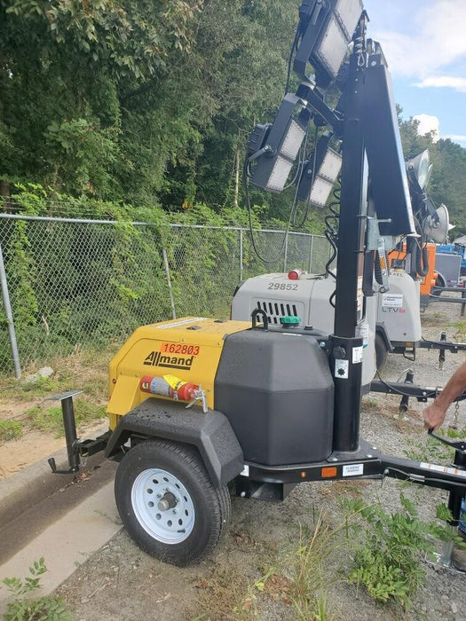 2021 Allmand NLV3GR (4) LED Light Fixture 350W, 23' Vertical Mast, 3kW Prime, Towable, Deep Sea L401, Leveling Jacks, Yanmar T4F 5.8hp