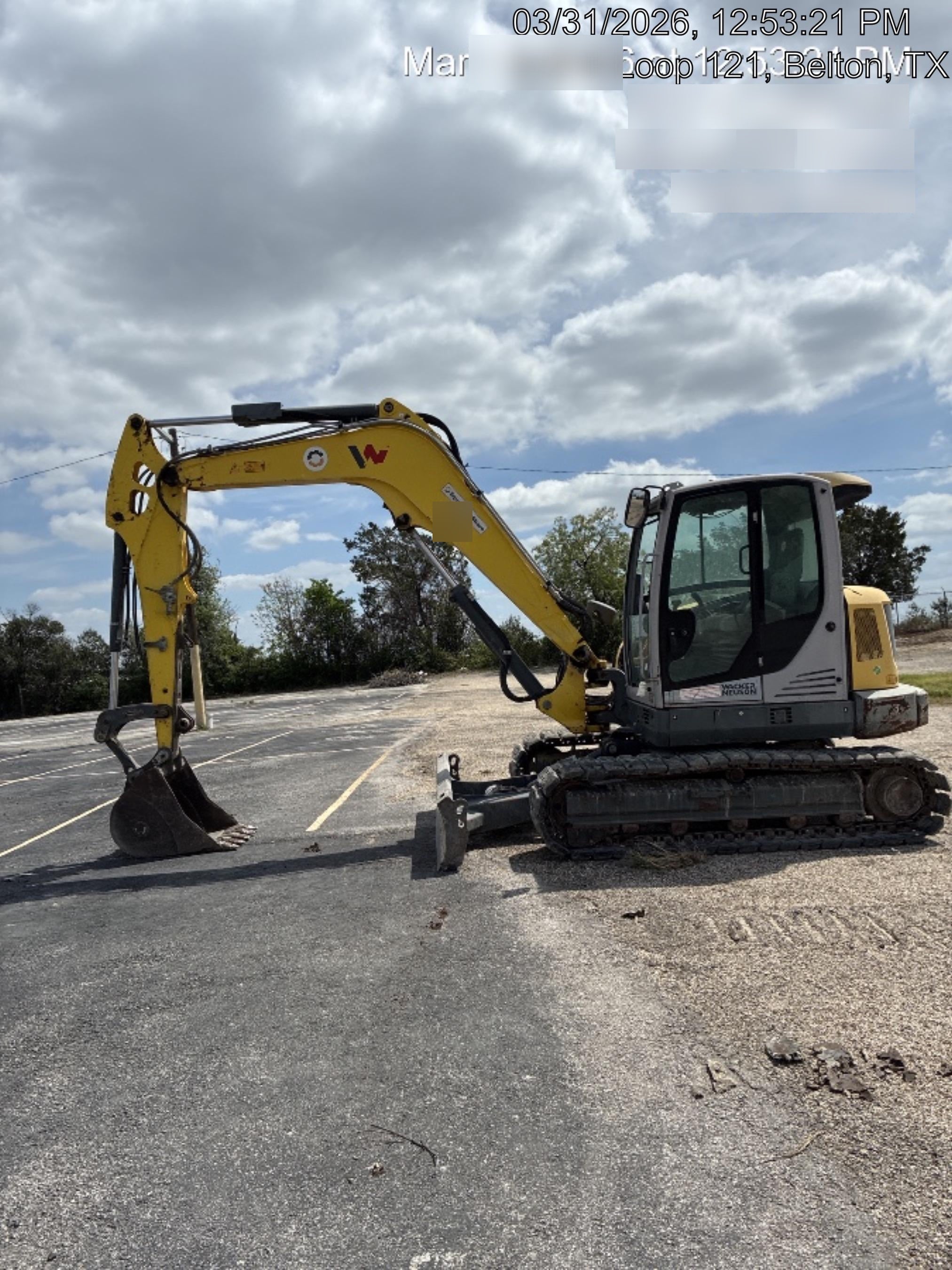 Wacker Neuson ET90 Enclosed Cab, Hybrid Tracks, Long Dipperstick, Bucket