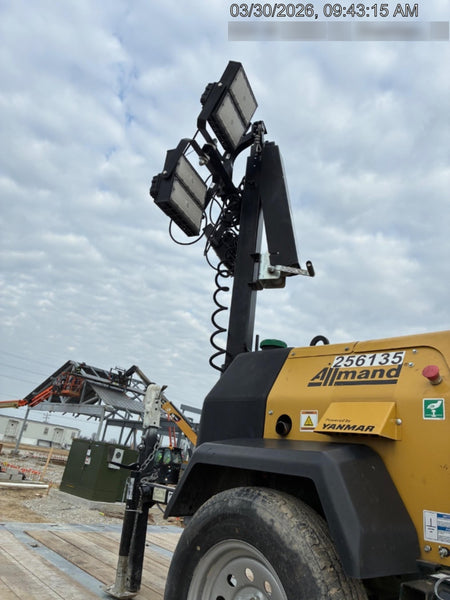 2022 Allmand NLV3GR (4) LED Light Fixture 350W, 23' Vertical Mast, 3kW Prime, Towable, ES Decals, T3