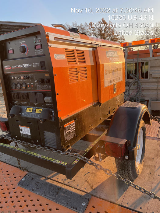 2021 Lincoln Electric Vantage 322 Vantage 322 Ready Pak 3 w/ Decals, ORANGE (includes trailer, cable rack, fender light kit) NO Telematics