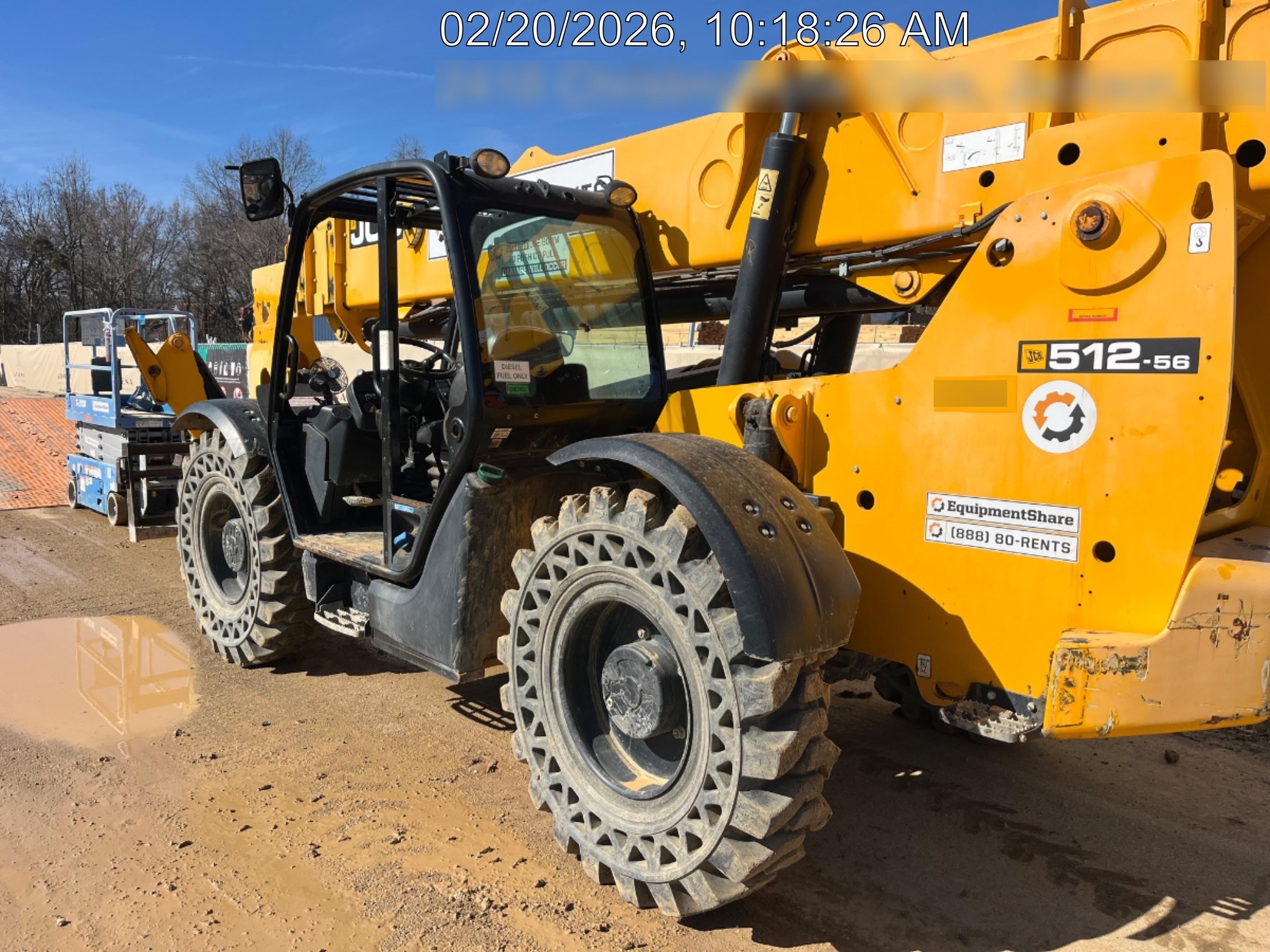 2019 JCB 512-56 Canopy, 109 HP, Solid Tires, STD Worklight, Beacon, Aux Hydraulics, Lifting Eye, Back up Alarm w/66" Carriage/60" Forks