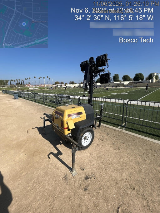 2021 Allmand NLV3GR (4) LED Light Fixture 350W, 23' Vertical Mast, 3kW Prime, Towable, Deep Sea L401, Leveling Jacks, Yanmar T4F 5.8hp