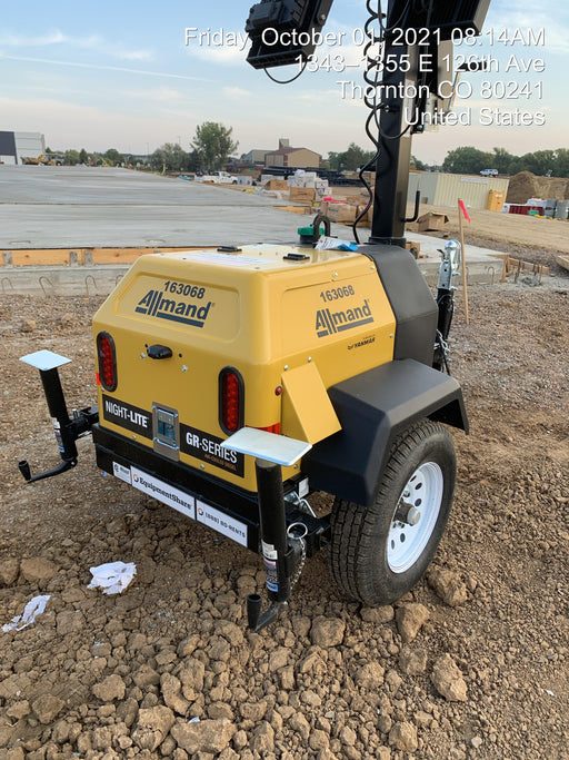 2021 Allmand NLV3GR (4) LED Light Fixture 350W, 23' Vertical Mast, 3kW Prime, Towable, Deep Sea L401, Leveling Jacks, Yanmar T4F 5.8hp