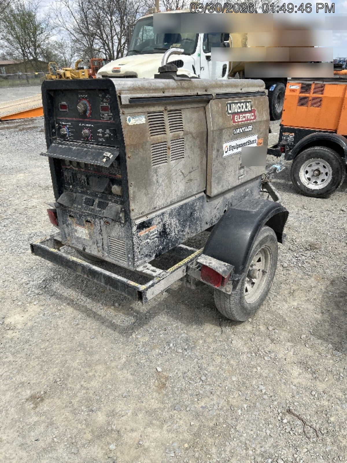 2019 Lincoln Electric Vantage 322 Ready-Pak 3, Two Wheel Trailer, Fender and Light Kit, Cable Rack