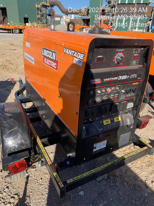 2021 Lincoln Electric Vantage 322 Vantage 322 Ready Pak 3 w/ Decals, ORANGE (includes trailer, cable rack, fender light kit) NO Telematics