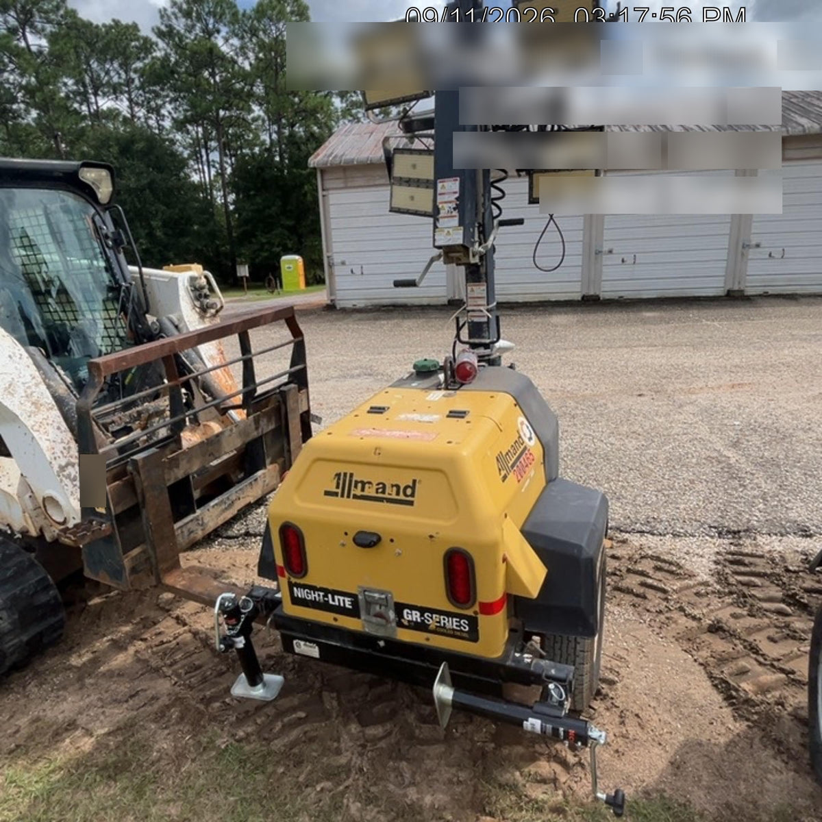 2022 Allmand NLV3GR (4) LED Light Fixture 350W, 23' Vertical Mast, 3kW Prime, Towable, Deep Sea L401, Leveling Jacks, Yanmar T4F 5.8hp