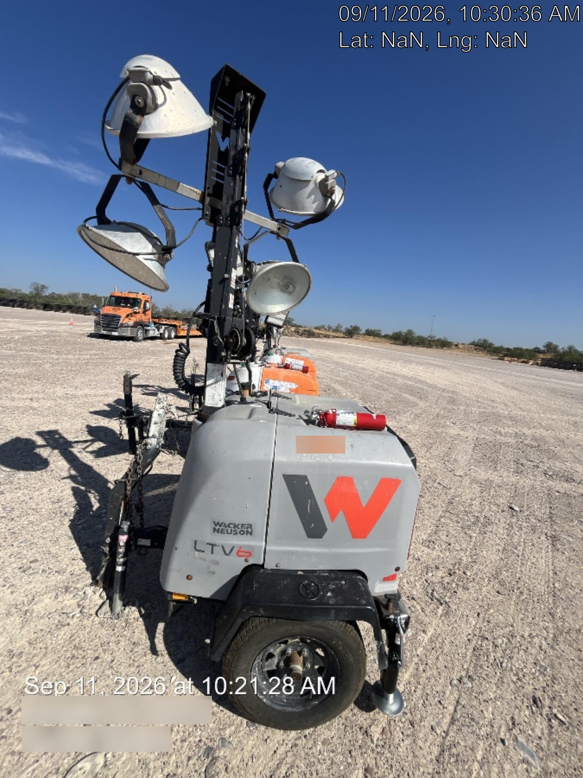 2019 Wacker Neuson LTV6L-MH Mobile Light Tower w/Fuel Level Sensor Installed