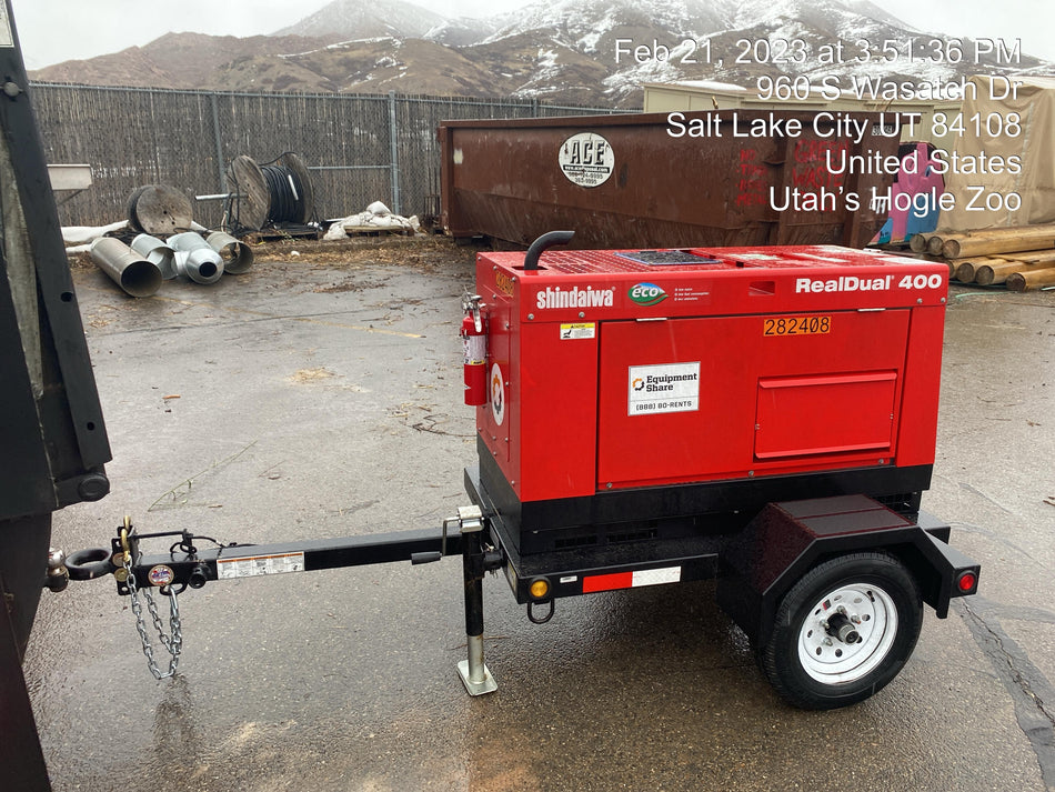 2022 Shindaiwa DGW400MDL Kubota D902 Engine, 23 HP, Dual Op Welder, Wire, Arc, Droop Stick, Tig, and CC Stick Functionality, Simulphase, 3 Phase and 1 Phase Gen Output, Single Axle NB Trlr, Slr Trckl Chrg 12V 12W, Fire Ext