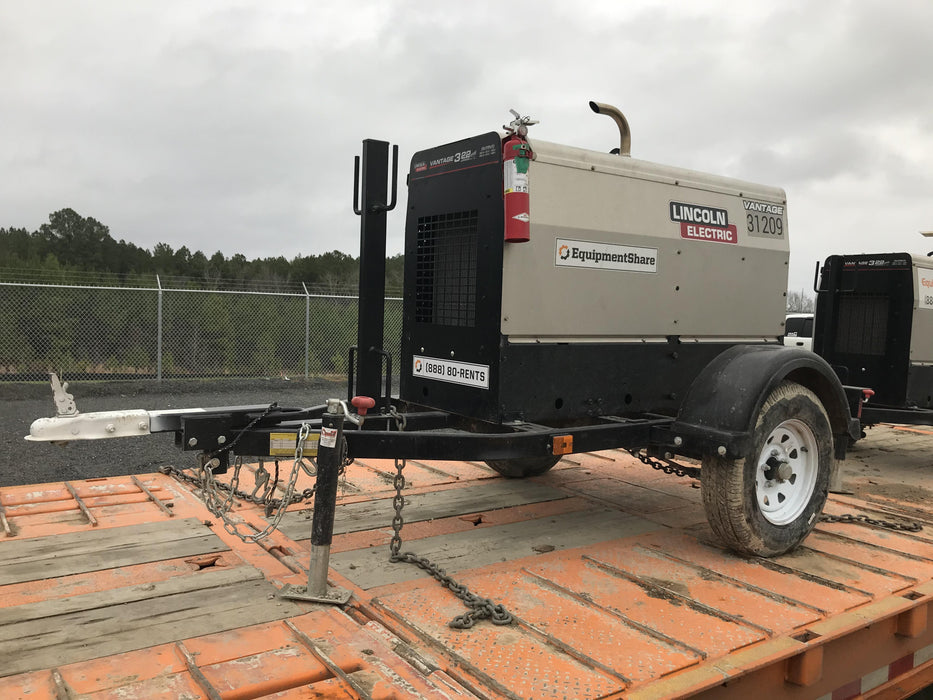 2019 Lincoln Electric Vantage 322 Welder Ready-Pak 3, Two wheel trailer, Fender and Light kit, Cable Rack