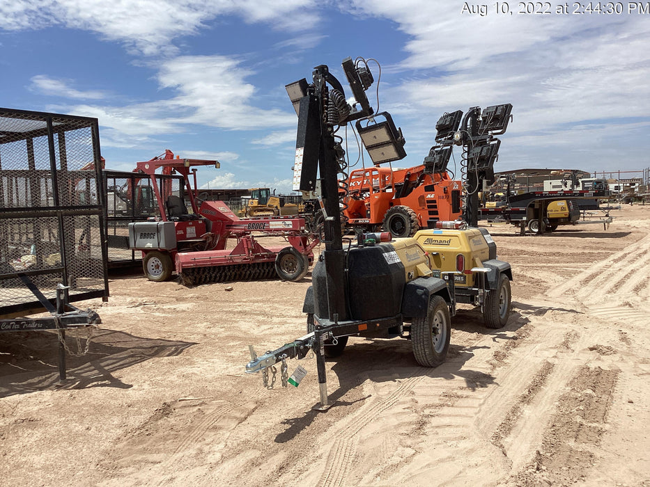 2022 Allmand NLV3GR (4) LED Light Fixture 350W, 23' Vertical Mast, 3kW Prime, Towable, ES Decals, T3