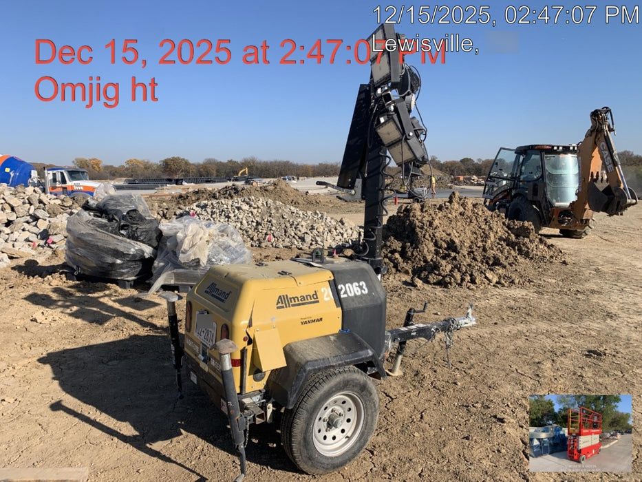 2022 Allmand NLV3GR (4) LED Light Fixture 350W, 23' Vertical Mast, 3kW Prime, Towable, ES Decals, T3