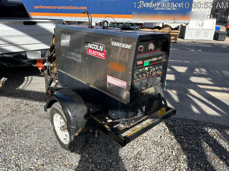 2019 Lincoln Electric Vantage 322 Welder Ready-Pak 3, Two wheel trailer, Fender and Light kit, Cable Rack