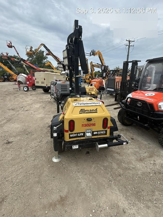 2021 Allmand NLV3GR (4) LED Light Fixture 350W, 23' Vertical Mast, 3kW Prime, Towable, Deep Sea L401, Leveling Jacks, Yanmar T4F 5.8hp