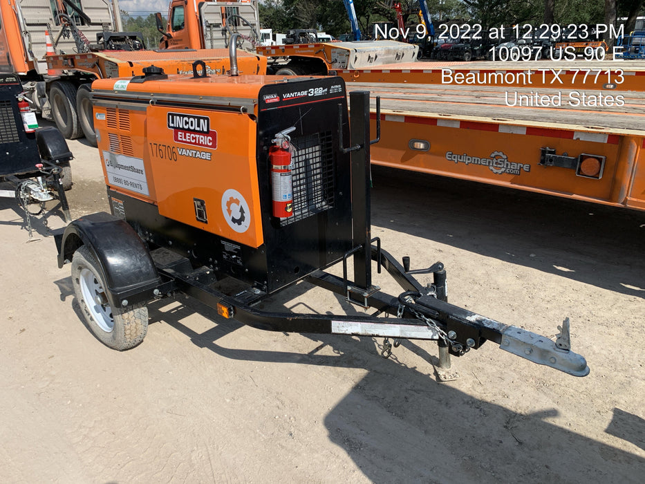 2021 Lincoln Electric Vantage 322 Vantage 322 Ready Pak 3 w/ Decals, ORANGE (includes trailer, cable rack, fender light kit) NO Telematics