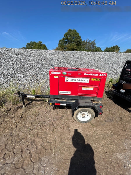 2022 Shindaiwa DGW400MDL Kubota D902 Engine, 23 HP, Dual Op Welder, Wire, Arc, Droop Stick, Tig, and CC Stick Functionality, Simulphase, 3 Phase and 1 Phase Gen Output, Single Axle NB Trlr, Slr Trckl Chrg 12V 12W, Fire Ext