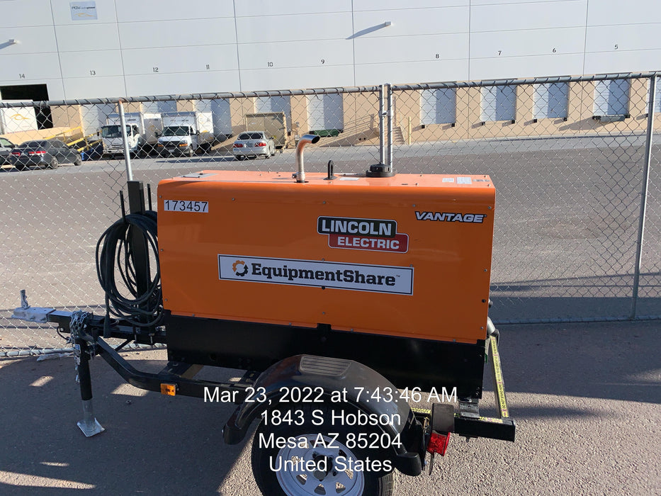 2021 Lincoln Electric Vantage 322 Vantage 322 Ready Pak 3 w/ Decals, ORANGE (includes trailer, cable rack, fender light kit) NO Telematics