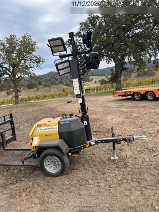 2022 Allmand NLV3GR (4) LED Light Fixture 350W, 23' Vertical Mast, 3kW Prime, Towable, ES Decals, T3