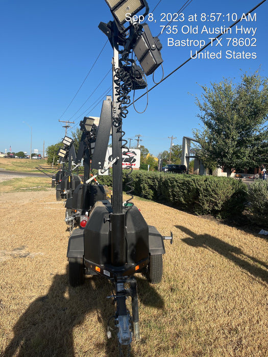 2022 Allmand NLV3GR (4) LED Light Fixture 350W, 23' Vertical Mast, 3kW Prime, Towable, Deep Sea L401, Leveling Jacks, Yanmar T4F 5.8hp