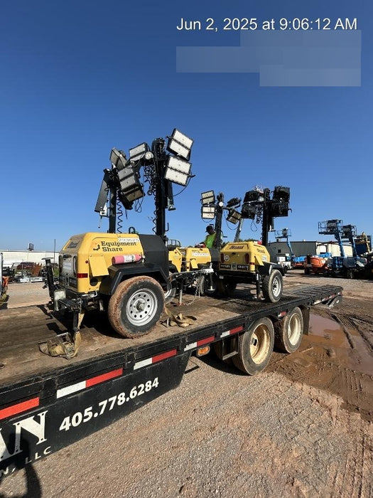 2022 Allmand NLV3GR (4) LED Light Fixture 350W, 23' Vertical Mast, 3kW Prime, Towable, Deep Sea L401, Leveling Jacks, Yanmar T4F 5.8hp