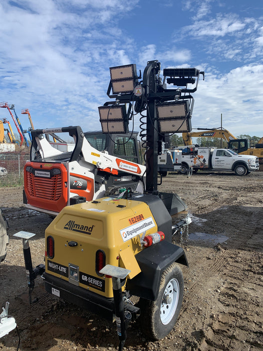 2021 Allmand NLV3GR (4) LED Light Fixture 350W, 23' Vertical Mast, 3kW Prime, Towable, Deep Sea L401, Leveling Jacks, Yanmar T4F 5.8hp