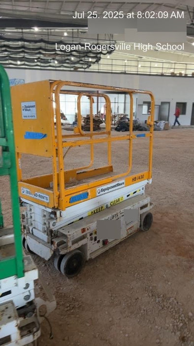 Custom Equipment HB-1430 <ul>
 <li>Hy-Brid Scissor Lift</li>
  <li>Platform capacity up to 670 lbs.</li>
  <li>Working height up to 20 ft</li>
  <li>Weighs under 1,700 lbs.</li>
  <li>Non-marking wheels </li>
</ul>