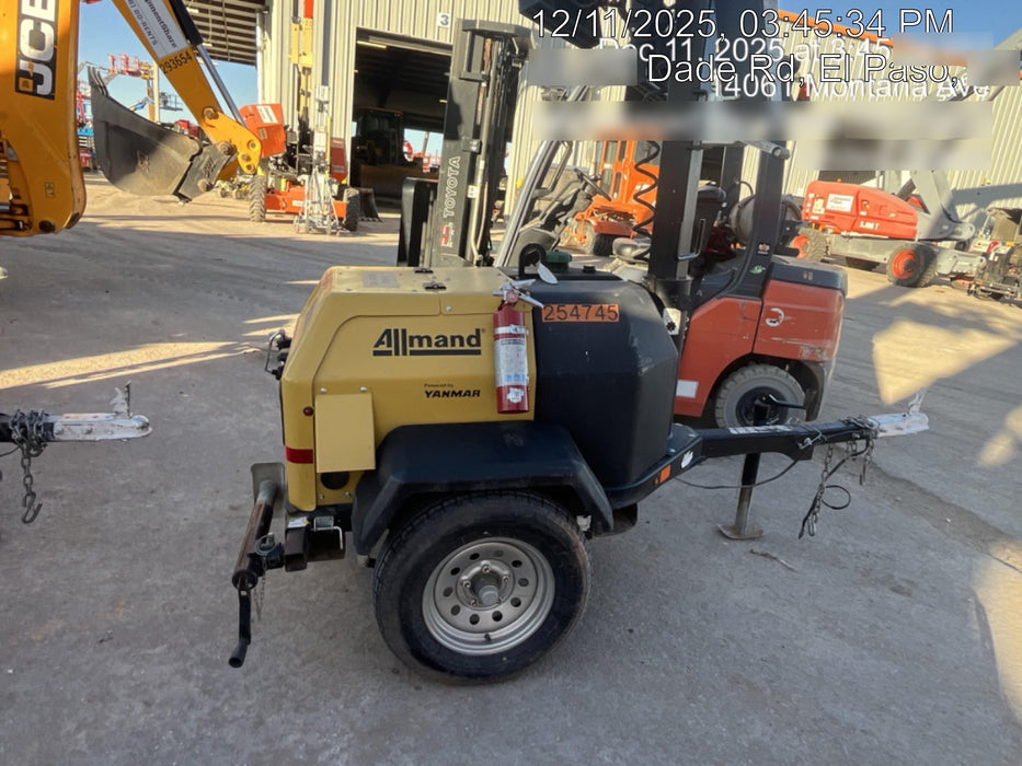 2022 Allmand NLV3GR (4) LED Light Fixture 350W, 23' Vertical Mast, 3kW Prime, Towable, ES Decals, T3